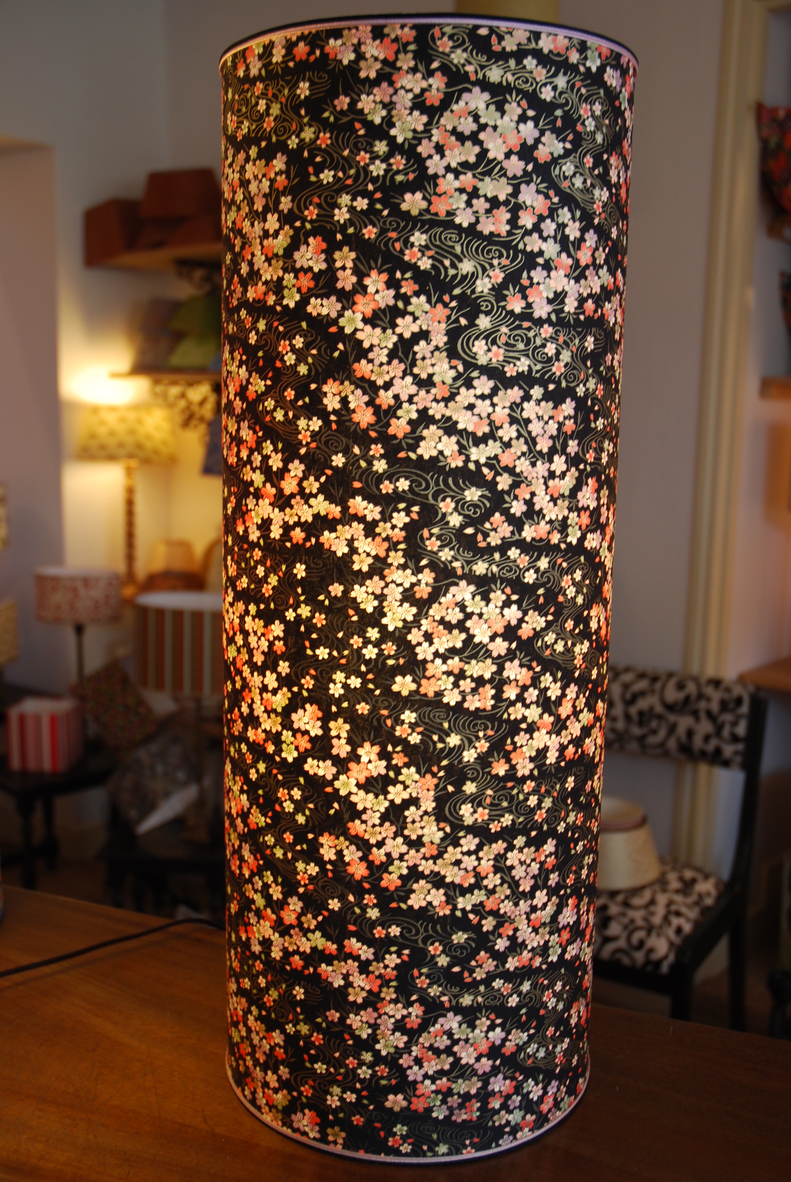 Lampe colonne papier japonais,L'Atelier de l'Abat-Jour, Amboise